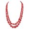 Rote Koralle und Diamanten Halskette aus Roségold und Silber Multi-Stränge 1