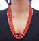Red Coral and Diamonds Necklace in Rose Gold and Silver Multi-Strands 6