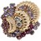 Rose Gold Cluster Ring with Garnets Ioliote and Diamonds 1