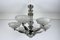 Art Deco Ceiling Light or Chandelier in Glass & Chrome, France, 1920s 1