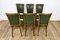 Art Deco Chairs with Green Leather, France, 1930s, Set of 6 3