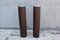 Mid-Century Standing Portable Ashtrays in Brown Leather and Brass, Set of 2 3
