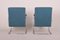Art Deco Tubular Steel Cantilever Armchairs in Chrome and Blue Leather, Set of 4 9