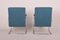 Art Deco Tubular Steel Cantilever Armchairs in Chrome and Blue Leather, Set of 4, Image 9