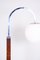 Vintage Czech Art Deco Milk Glass Floor Lamp in Walnut and Chrome, 1920s 2