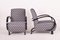 Vintage Art Deco Grey Lounge Chairs in Beech and Black Lacquer, 1930s, Set of 2 2