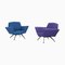 Italian Lounge Chairs in Blue and Violet by Lenzi for Studio Tecnico, 1950s, Set of 2 1