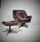 Scandinavian Leather Swivel Armchair & Tabouret, 1960s, Set of 2, Image 9