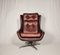 Mid-Century Swivel Leather Armchair from Peem, Finland, 1970s, Image 3