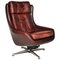 Mid-Century Swivel Leather Armchair from Peem, Finland, 1970s, Image 1