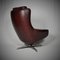 Mid-Century Swivel Leather Armchair from Peem, Finland, 1970s 10
