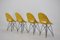 Sillas de comedor Mid-Century de fibra de vidrio amarilla de M. Navratil, años 60. Juego de 4, Imagen 3