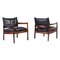 Scandinavian Leather & Rosewood Lounge Chairs by Gunnar Myrstrand, Sweden, Set of 2, Image 1