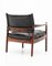 Scandinavian Leather & Rosewood Lounge Chairs by Gunnar Myrstrand, Sweden, Set of 2, Image 7