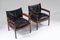 Scandinavian Leather & Rosewood Lounge Chairs by Gunnar Myrstrand, Sweden, Set of 2 3
