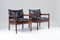 Scandinavian Leather & Rosewood Lounge Chairs by Gunnar Myrstrand, Sweden, Set of 2 2