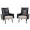 Mid-Century Black Leather Armchairs in the Style of Pierre Guariche, Set of 2, Image 1