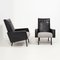 Mid-Century Black Leather Armchairs in the Style of Pierre Guariche, Set of 2 2