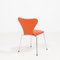 Orangefarbener Series 7 Esszimmerstuhl aus Leder von Arne Jacobsen für Fritz Hansen 5