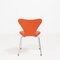 Sedia da pranzo serie 7 in pelle arancione di Arne Jacobsen per Fritz Hansen, Immagine 6