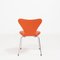 Silla de comedor serie 7 de cuero naranja de Arne Jacobsen para Fritz Hansen, Imagen 6