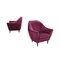 Ebony Wood Velvet Armchairs, Italy, 1950s, Set of 2 1