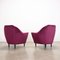 Ebony Wood Velvet Armchairs, Italy, 1950s, Set of 2 10