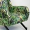 Mid-Century Italian Black Metal & Green Floral & Ape Fabric Armchair 13