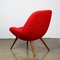 Midcentury Austrian Red Bucket Lounge or Cocktail Chair with Walnut Legs 5