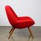 Midcentury Austrian Red Bucket Lounge or Cocktail Chair with Walnut Legs 8