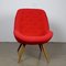 Midcentury Austrian Red Bucket Lounge or Cocktail Chair with Walnut Legs 2