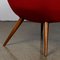 Midcentury Austrian Red Bucket Lounge or Cocktail Chair with Walnut Legs 13