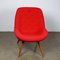 Midcentury Austrian Red Bucket Lounge or Cocktail Chair with Walnut Legs 3