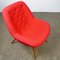 Midcentury Austrian Red Bucket Lounge or Cocktail Chair with Walnut Legs 9