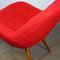 Midcentury Austrian Red Bucket Lounge or Cocktail Chair with Walnut Legs 12