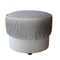 Mid-Century Modern Italian Rounded Pouf in Striped White Blue, 1950 3