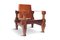 Brazilian Mid-Century Modern Brutalist Armchair in Cognac Leather 2