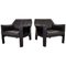 Black Leather CAB 415 Lounge Chairs by Mario Bellini for Cassina, 1980s, Set of 2 1