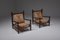 Französische rustikale moderne Rush Armlehnstühle aus gebeiztem Holz, 2er Set 13