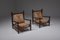 French Rustic Modern Rush Armchairs in Stained Wood, Set of 2 13