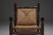 Französische rustikale moderne Rush Armlehnstühle aus gebeiztem Holz, 2er Set 9