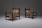 French Rustic Modern Rush Armchairs in Stained Wood, Set of 2, Image 14