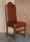 Antique Oak & Heritage Leather Cromwellian Dining Chairs High Backs, Set of 6 2