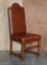 Antique Oak & Heritage Leather Cromwellian Dining Chairs High Backs, Set of 6, Image 2