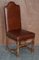 Antique Oak & Heritage Leather Cromwellian Dining Chairs High Backs, Set of 6 18
