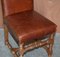 Antique Oak & Heritage Leather Cromwellian Dining Chairs High Backs, Set of 6 19