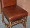 Antique Oak & Heritage Leather Cromwellian Dining Chairs High Backs, Set of 6, Image 19