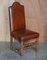 Antique Oak & Heritage Leather Cromwellian Dining Chairs High Backs, Set of 6 11
