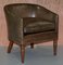 Sublime Hand Dyed Barrel Back Tub Armchairs in Brown Leather, Set of 2 2