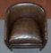 Sublime Hand Dyed Barrel Back Tub Armchairs in Brown Leather, Set of 2 11